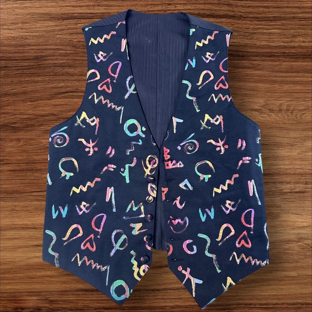 Lord West‎ Accessories Men's Vest Abstract Print L Made in USA Retro Party